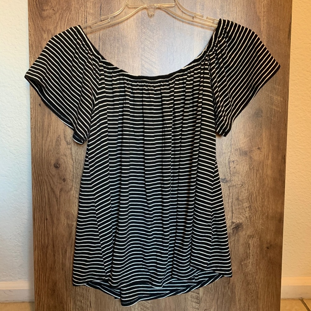 Off the Shoulder Striped Cotton Top
